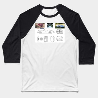 1953 Sunbeam Alpine Sports Blueprint Baseball T-Shirt